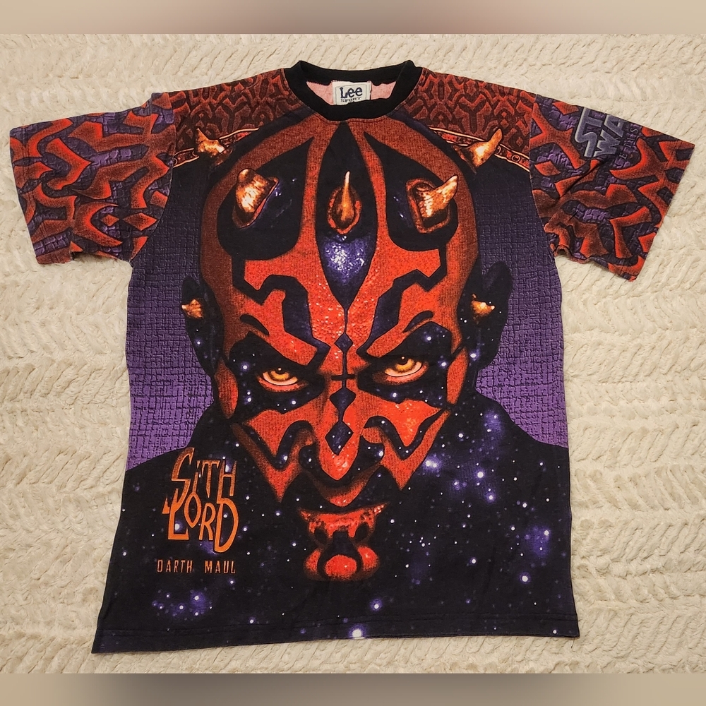 Vintage Lee Sport 90's Darth Maul Sith Star Wars Graphic Tee. Size Med.